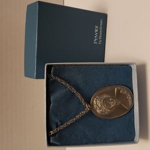 VINTAGE Pewter Cameo Necklace by Boardman